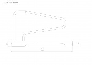 Dimensioned profile drawing of WCCP precast concrete young-stock portable cubicle, Devon