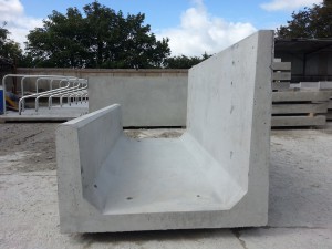 Single-sided precast concrete J-shape cattle feed trough cast by WCCP Devon