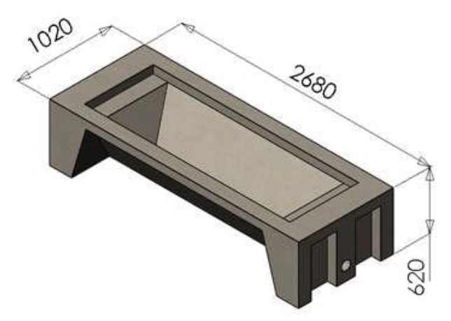 Dimensioned drawing of the Lely A4 precast concrete milking-robot sump by WCCP Devon