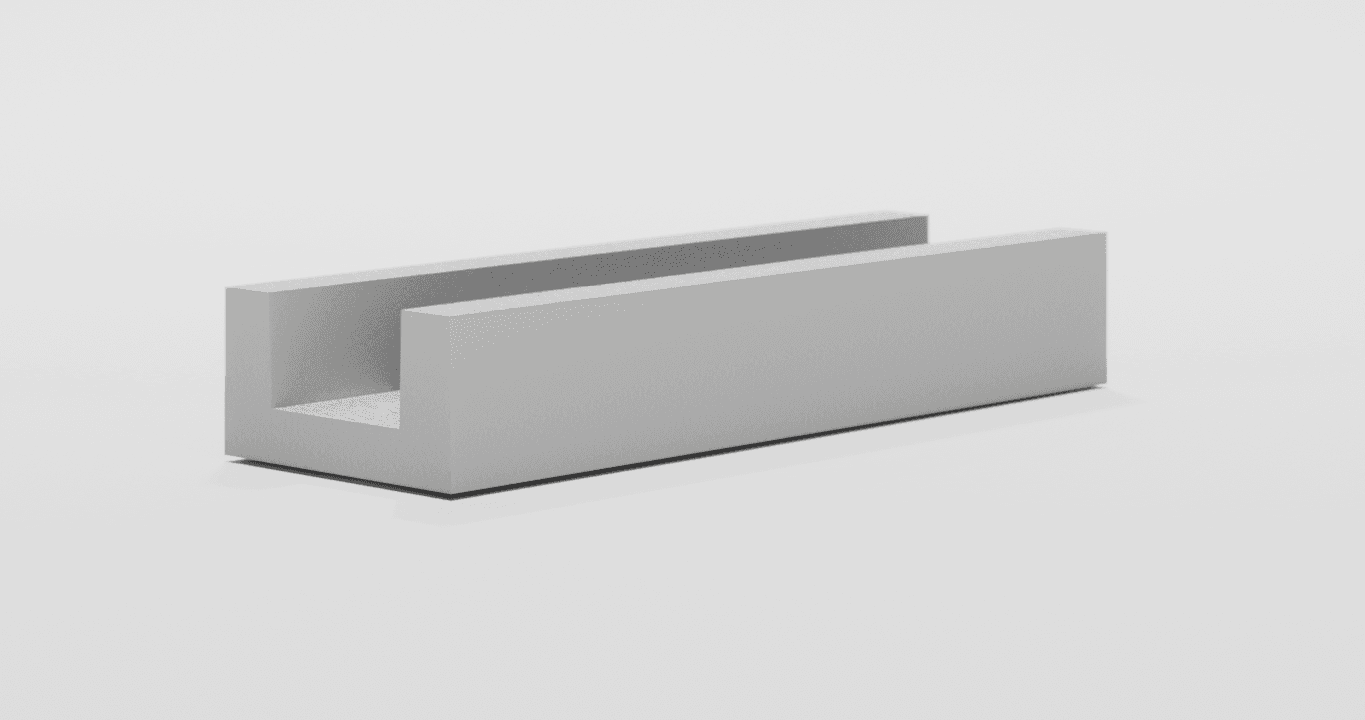 3D rendering of a precast concrete floating-sleeper slurry channel section by WCCP Devon