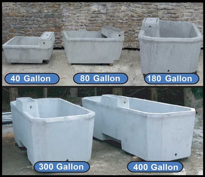 WCCP precast concrete cattle drinking trough range from 40-gallon up to 400-gallon, cast in Devon